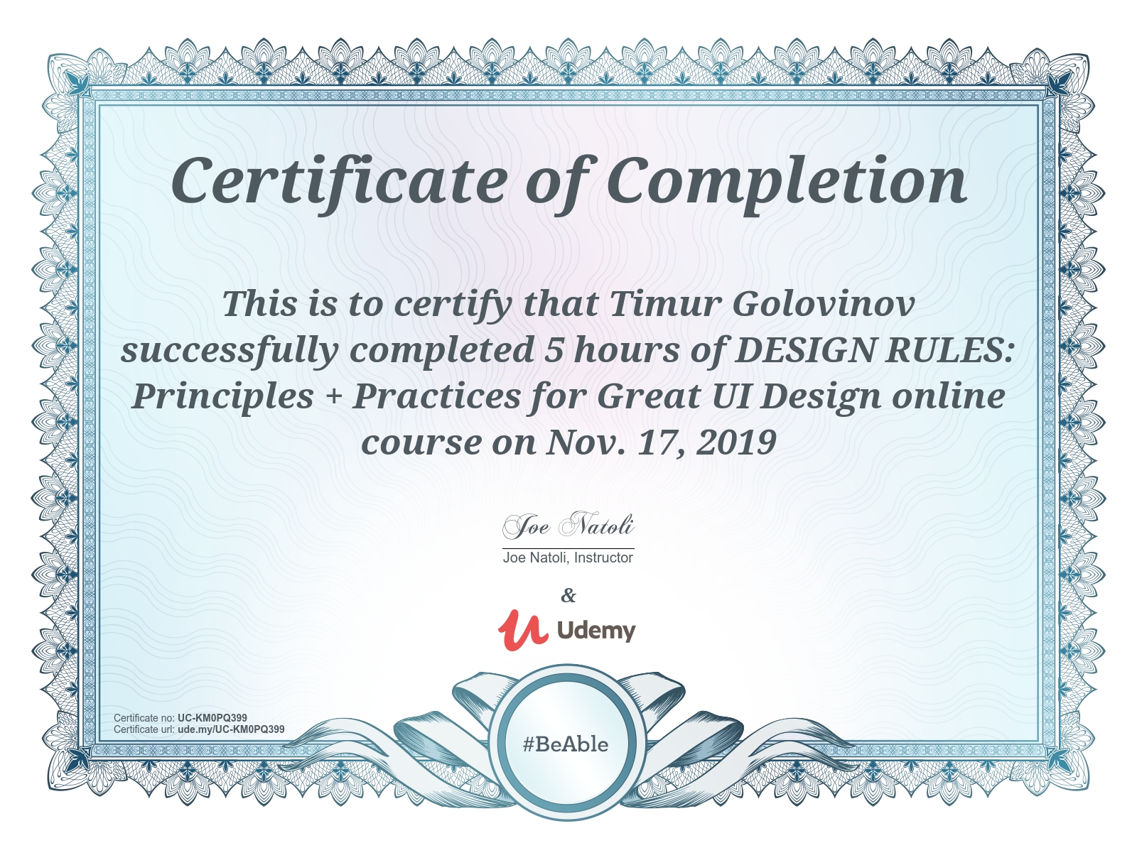 Design rules: Principles + Practices for Great UI Design by UDEMY